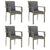 5 Piece Garden Dining Set with Cushions Black and Grey Poly Rattan