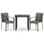 3 Piece Garden Dining Set with Cushions Black and Grey Poly Rattan