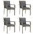 5 Piece Garden Dining Set with Cushions Black and Grey Poly Rattan