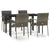 5 Piece Garden Dining Set with Cushions Black and Grey Poly Rattan