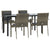 5 Piece Garden Dining Set with Cushions Black and Grey Poly Rattan