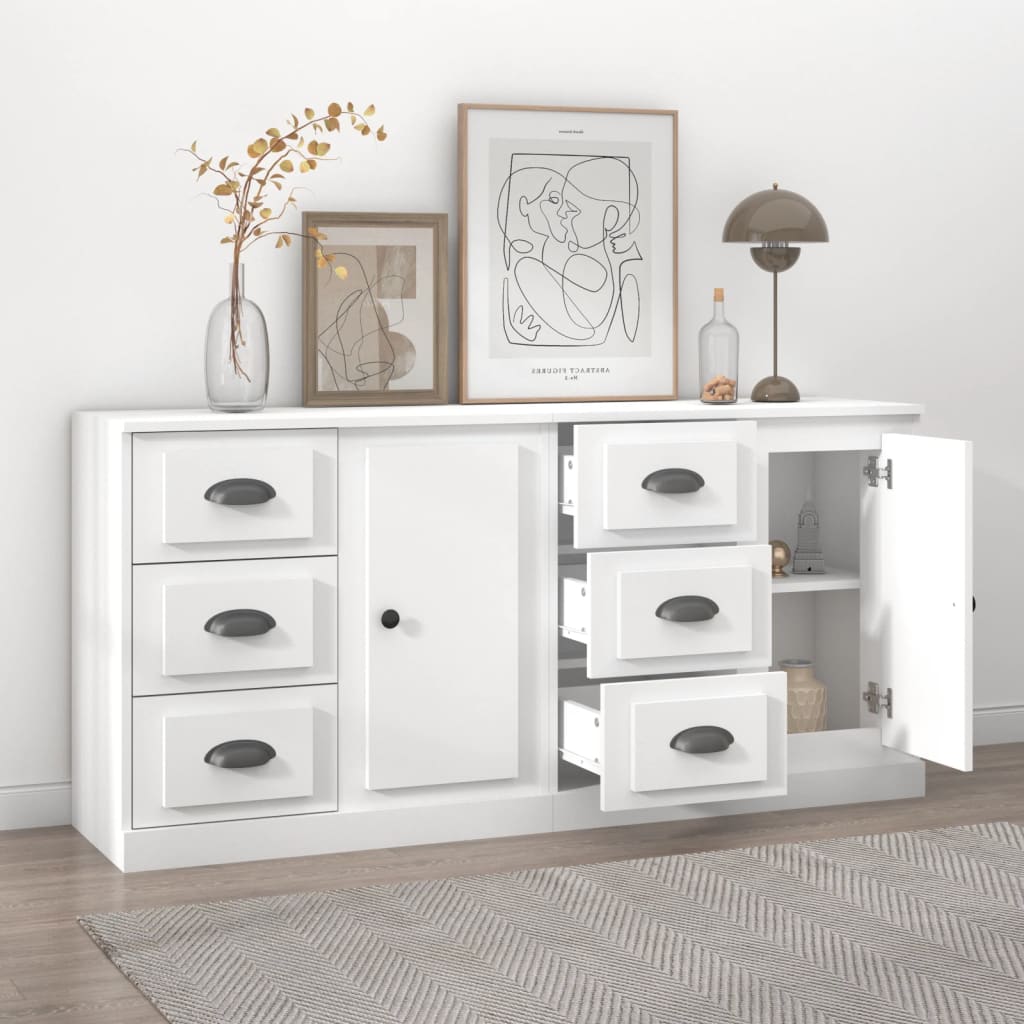 Sideboards 2 pcs White Engineered Wood