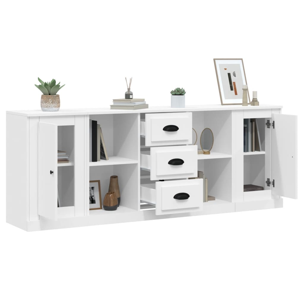 Sideboards 3 pcs White Engineered Wood