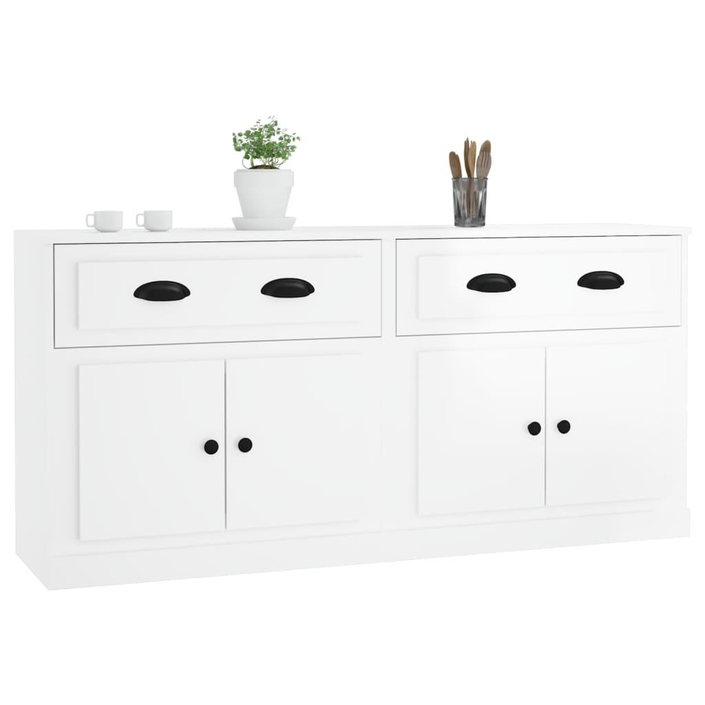 Sideboards 2 pcs High Gloss White Engineered Wood