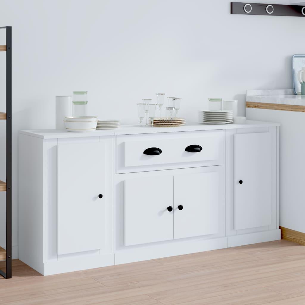 Sideboards 3 pcs White Engineered Wood