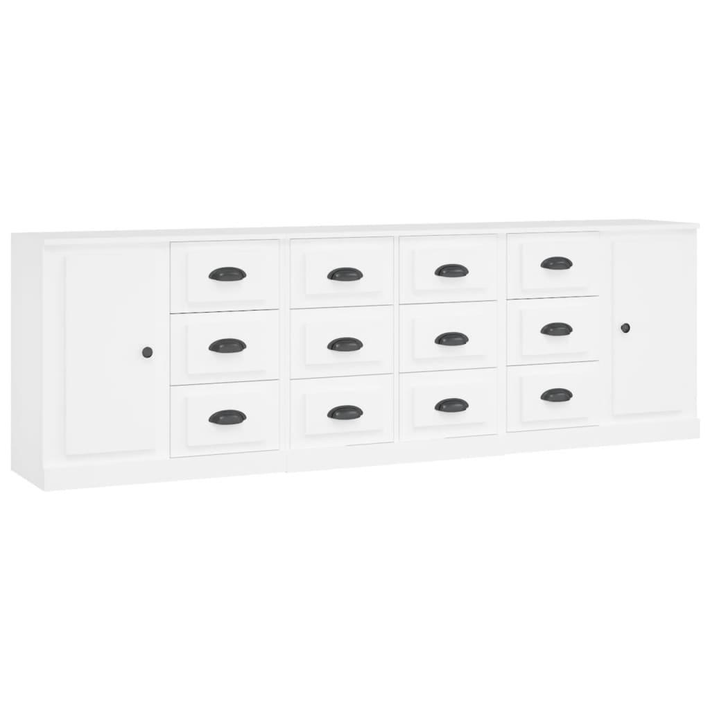 Sideboards 3 pcs White Engineered Wood