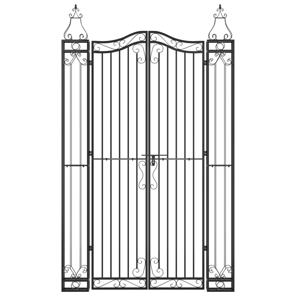 Garden Gate Black 121x8x200 cm Wrought Iron