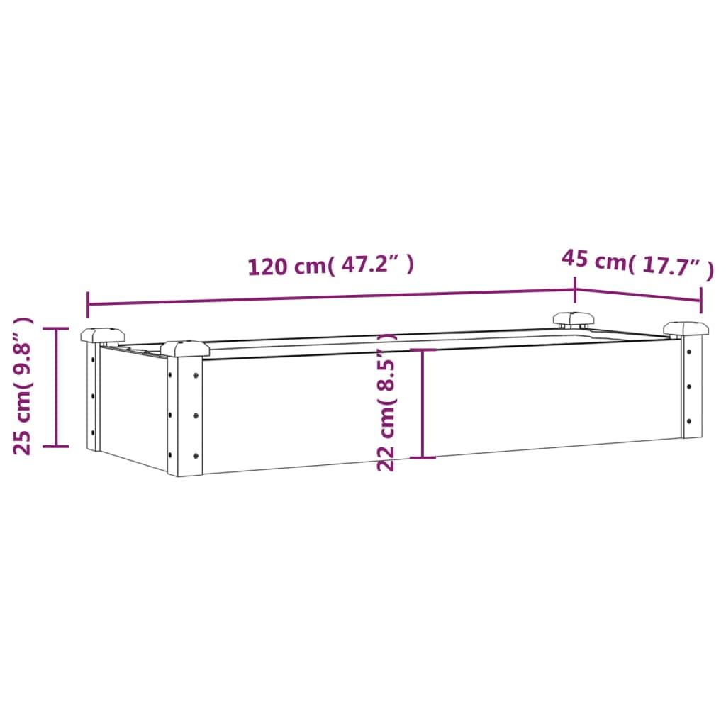 Garden Raised Bed with Liner 120x45x25 cm Solid Wood Fir