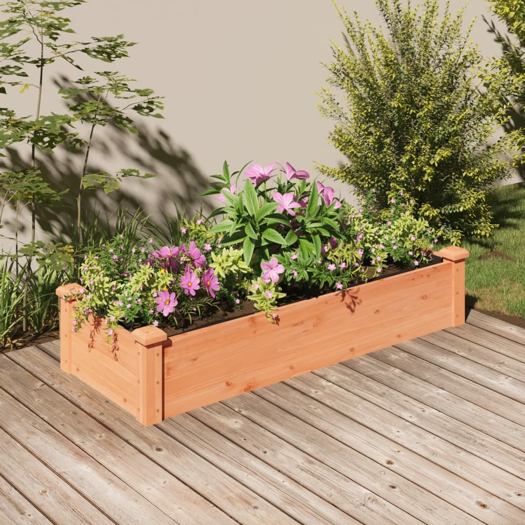 Garden Raised Bed with Liner Brown 120x45x25 cm Solid Wood Fir