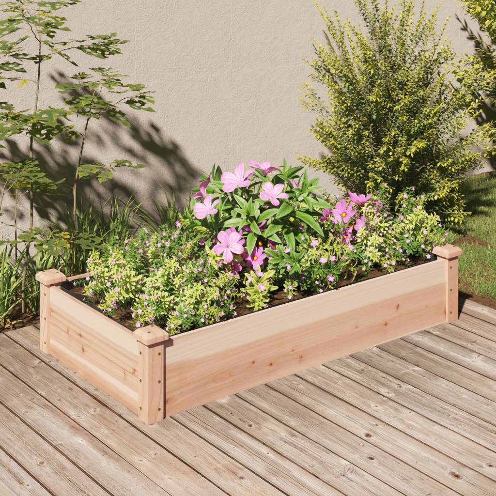 Garden Raised Bed with Liner 120x60x25 cm Solid Wood Fir