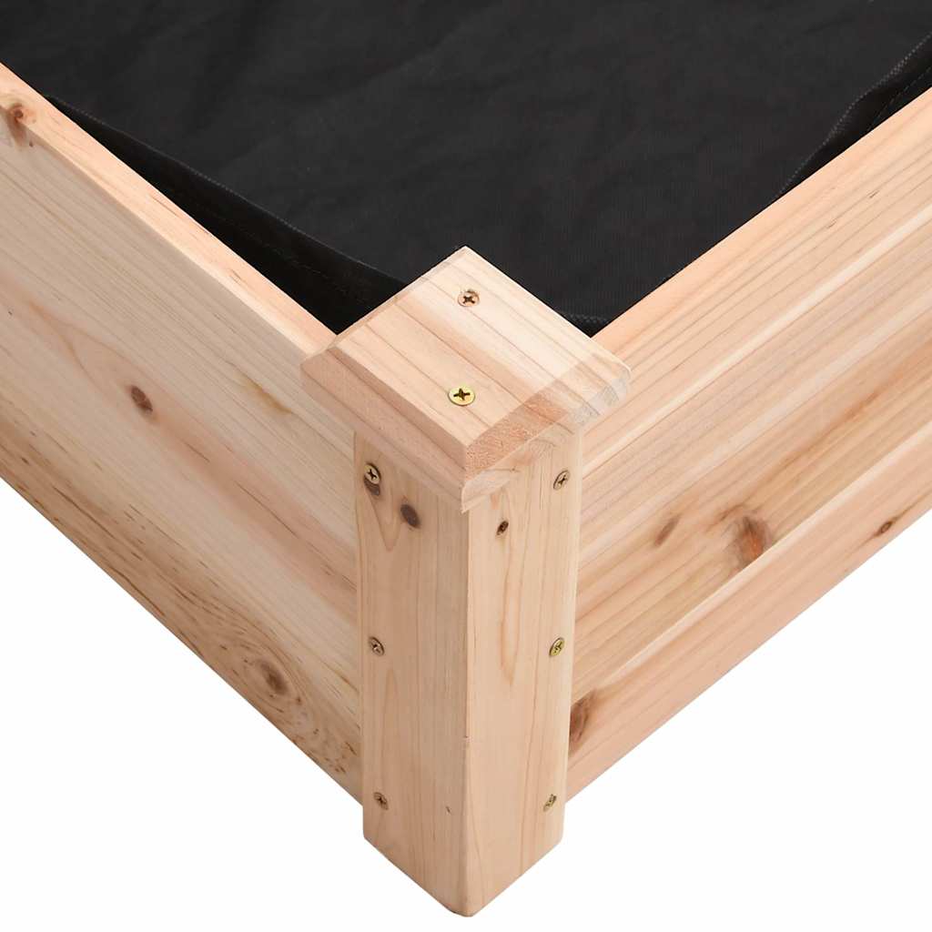Garden Raised Bed with Liner 120x120x25 cm Solid Wood Fir
