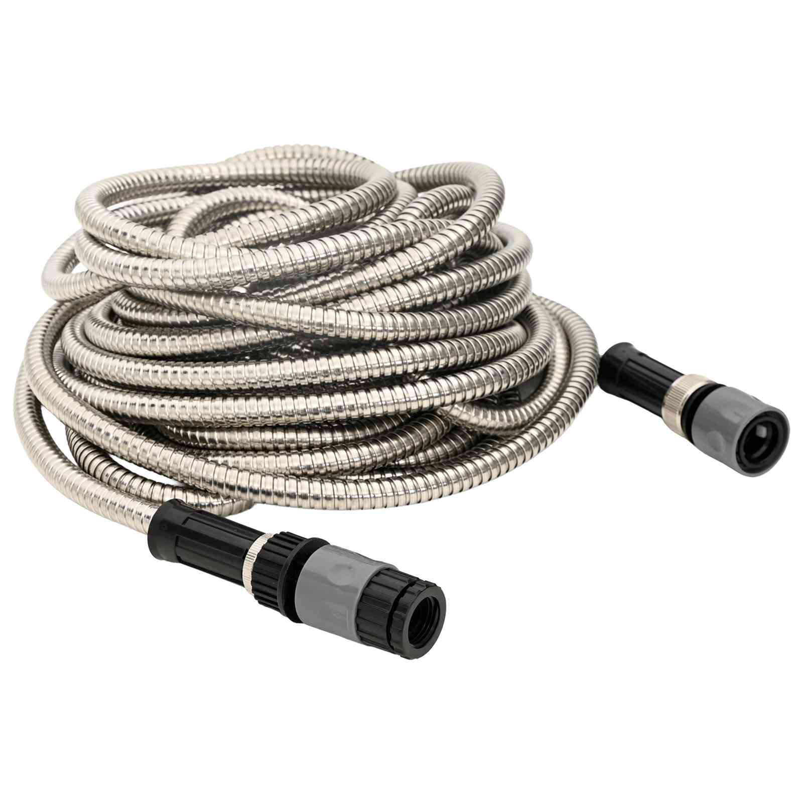 Garden Hose with Spray Nozzle Silver 0.6" 7.5 m Stainless Steel