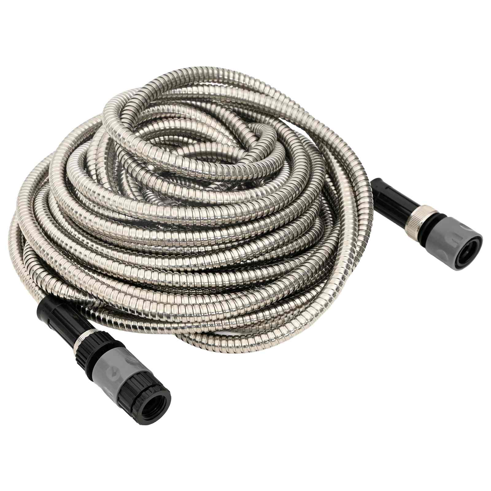 Garden Hose with Spray Nozzle Silver 0.6" 15 m Stainless Steel