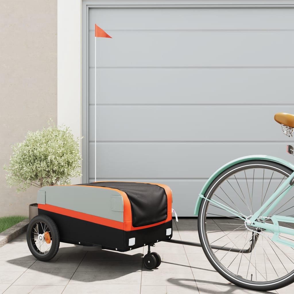 Bike Trailer Black and Orange 30 kg Iron