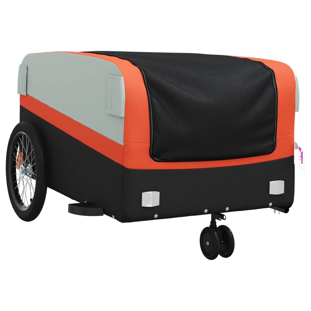 Bike Trailer Black and Orange 45 kg Iron