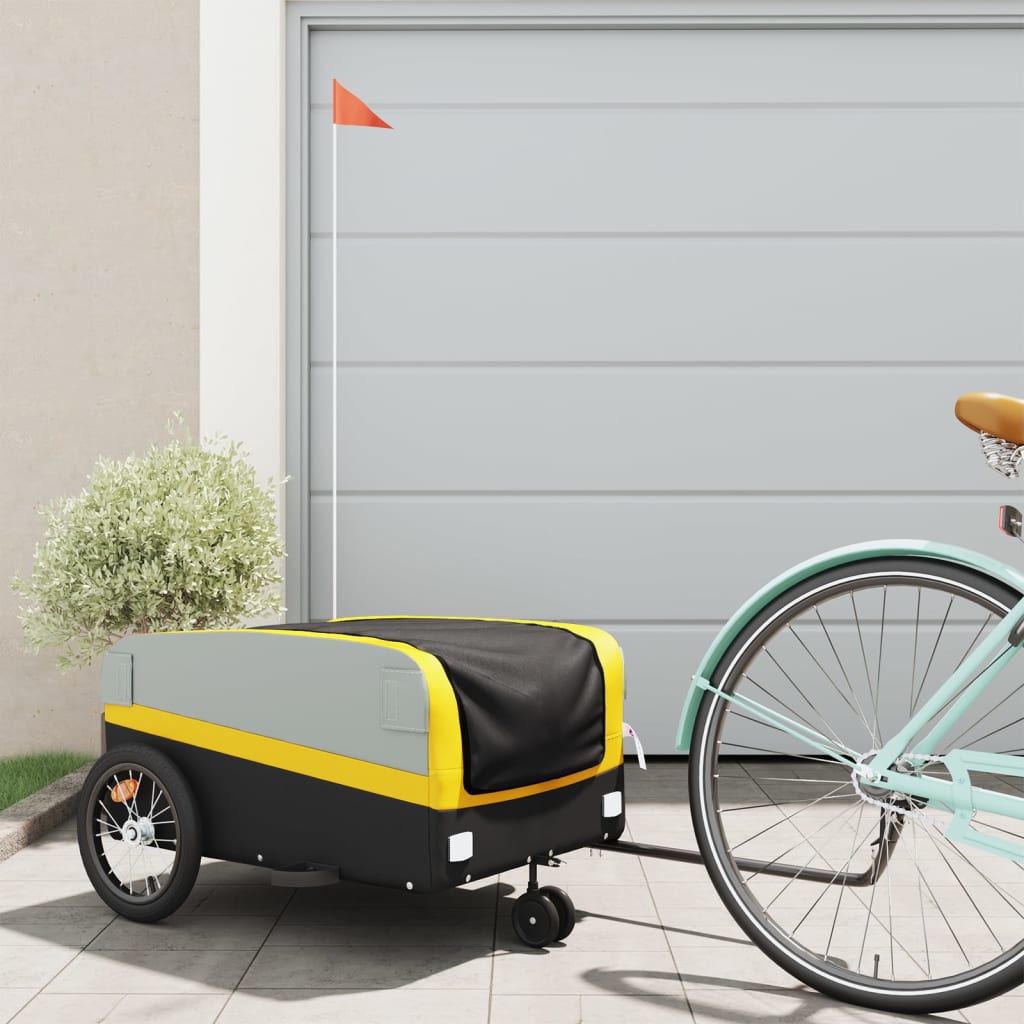 Bike Trailer Black and Yellow 45 kg Iron