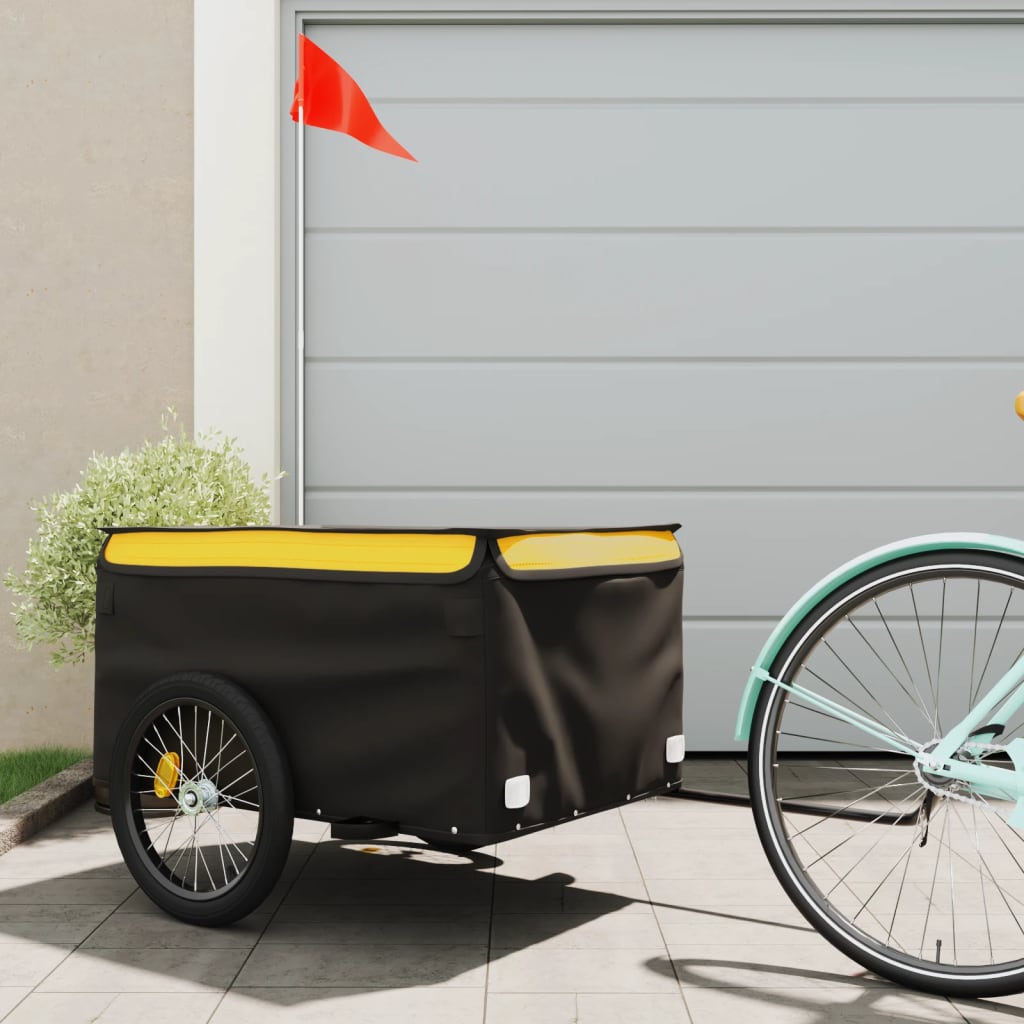 Bike Trailer Black and Yellow 45 kg Iron