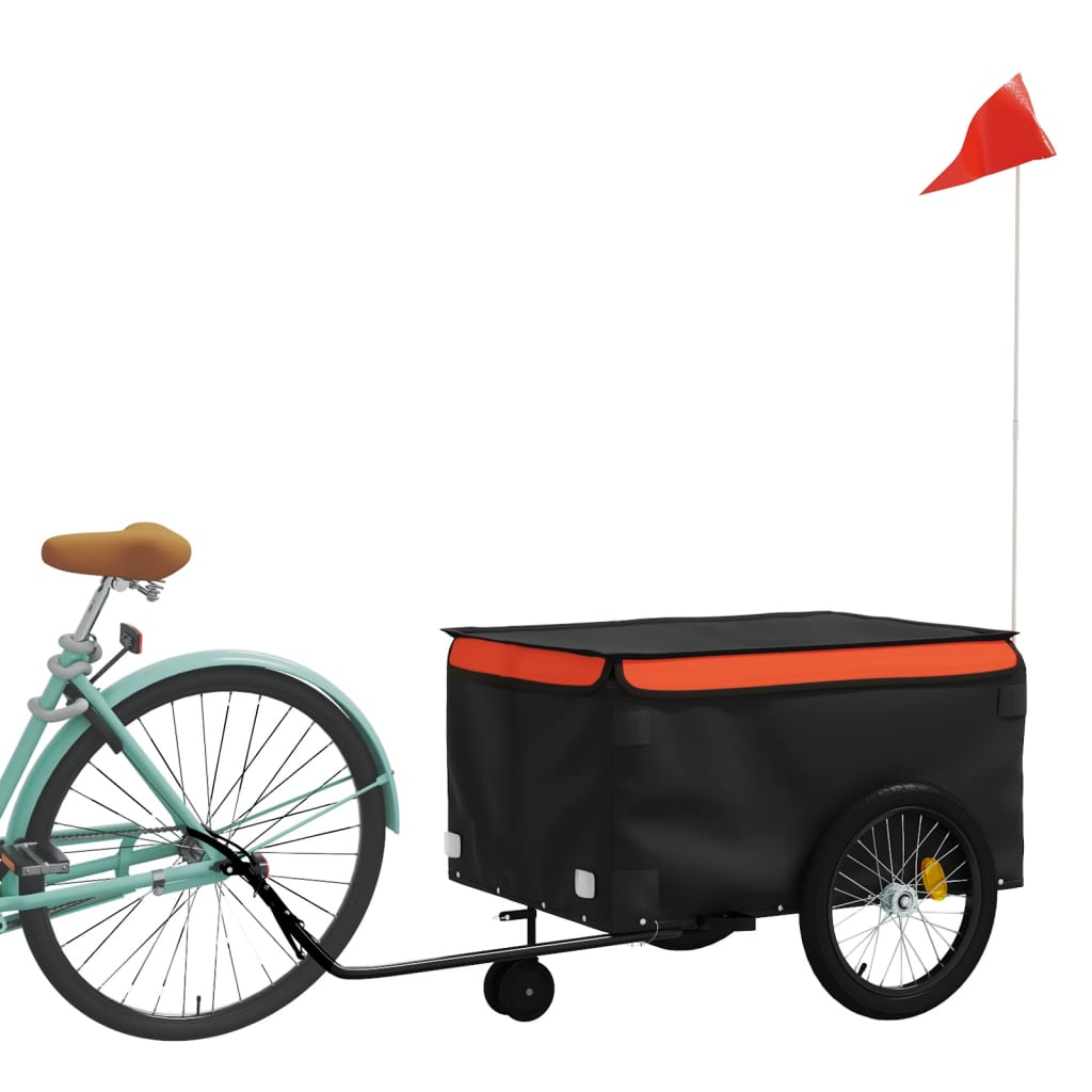 Bike Trailer Black and Orange 45 kg Iron