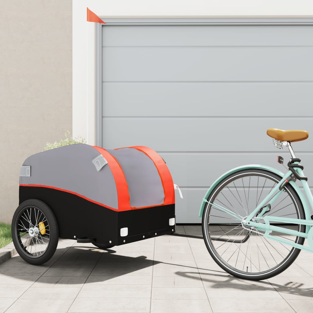 Bike Trailer Black and Orange 45 kg Iron