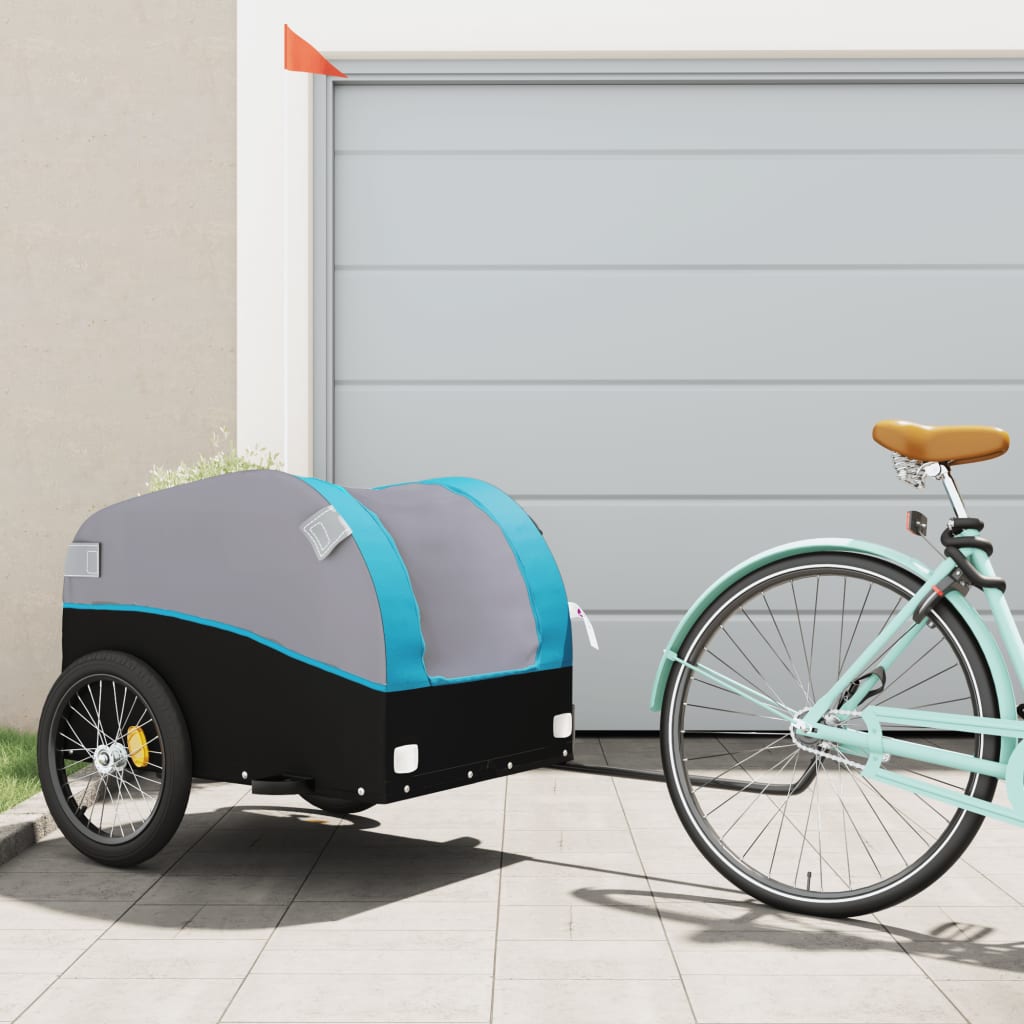 Bike Trailer Black and Blue 45 kg Iron