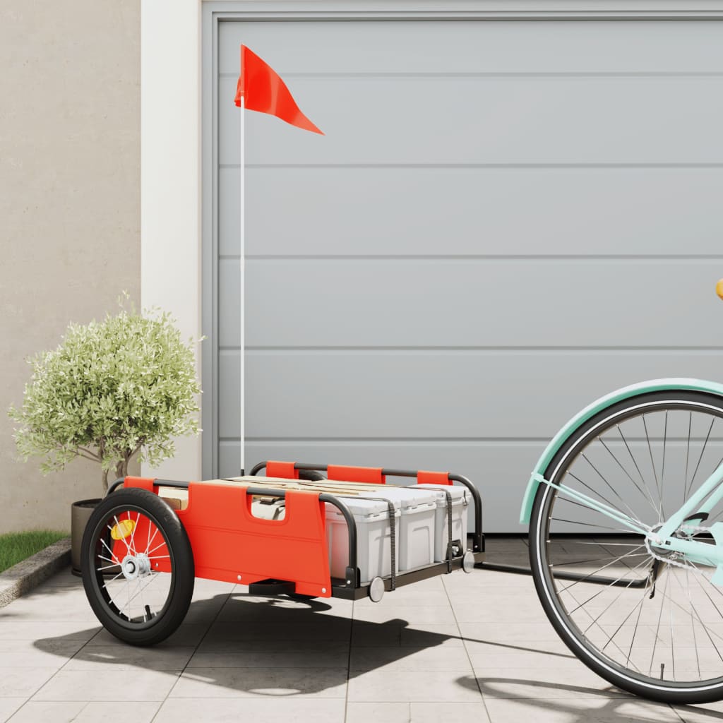 Bike Trailer Orange Oxford Fabric and Iron