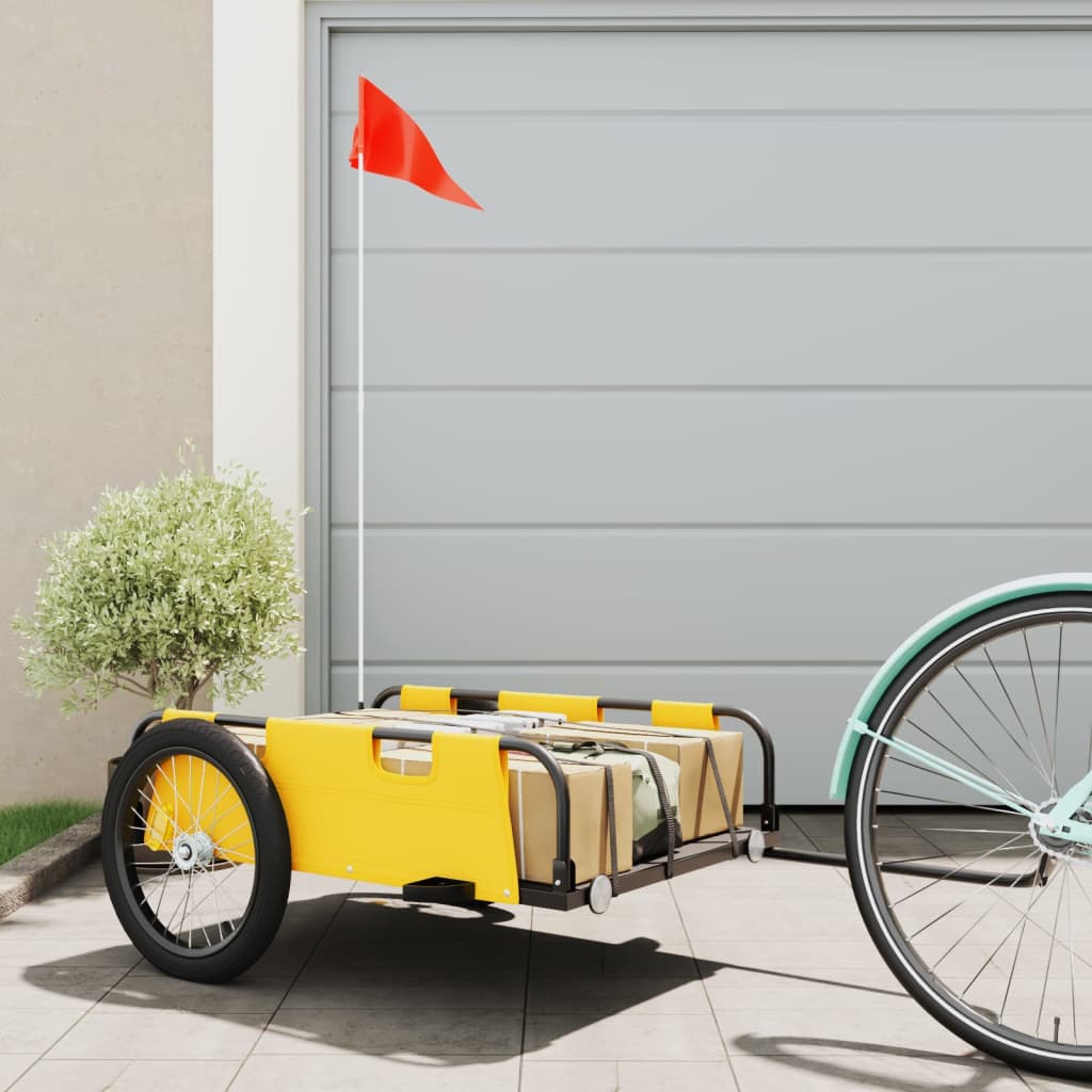 Bike Trailer Yellow Oxford Fabric and Iron