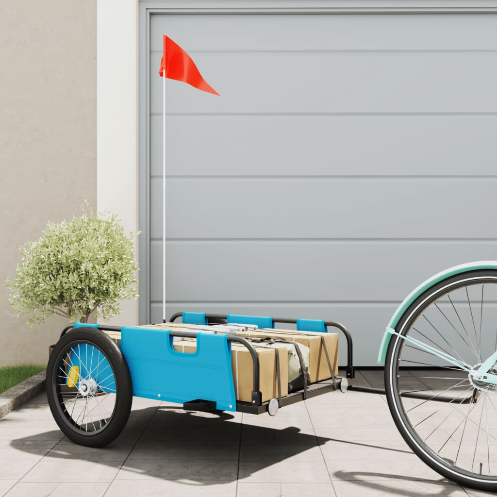 Bike Trailer Blue Oxford Fabric and Iron