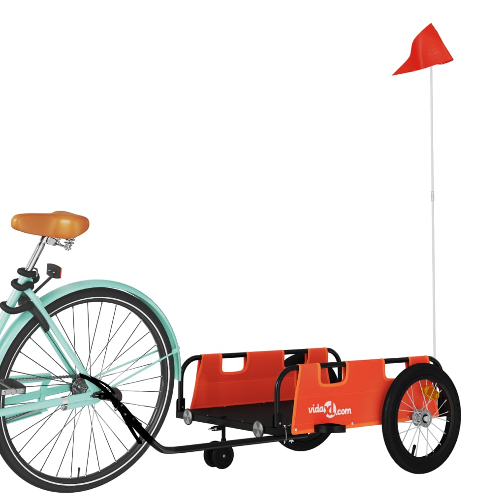 Bike Trailer Orange Oxford Fabric and Iron