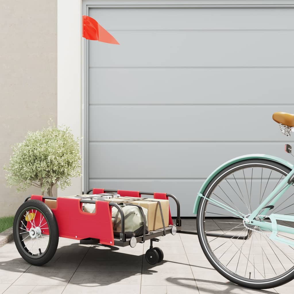 Bike Trailer Red Oxford Fabric and Iron