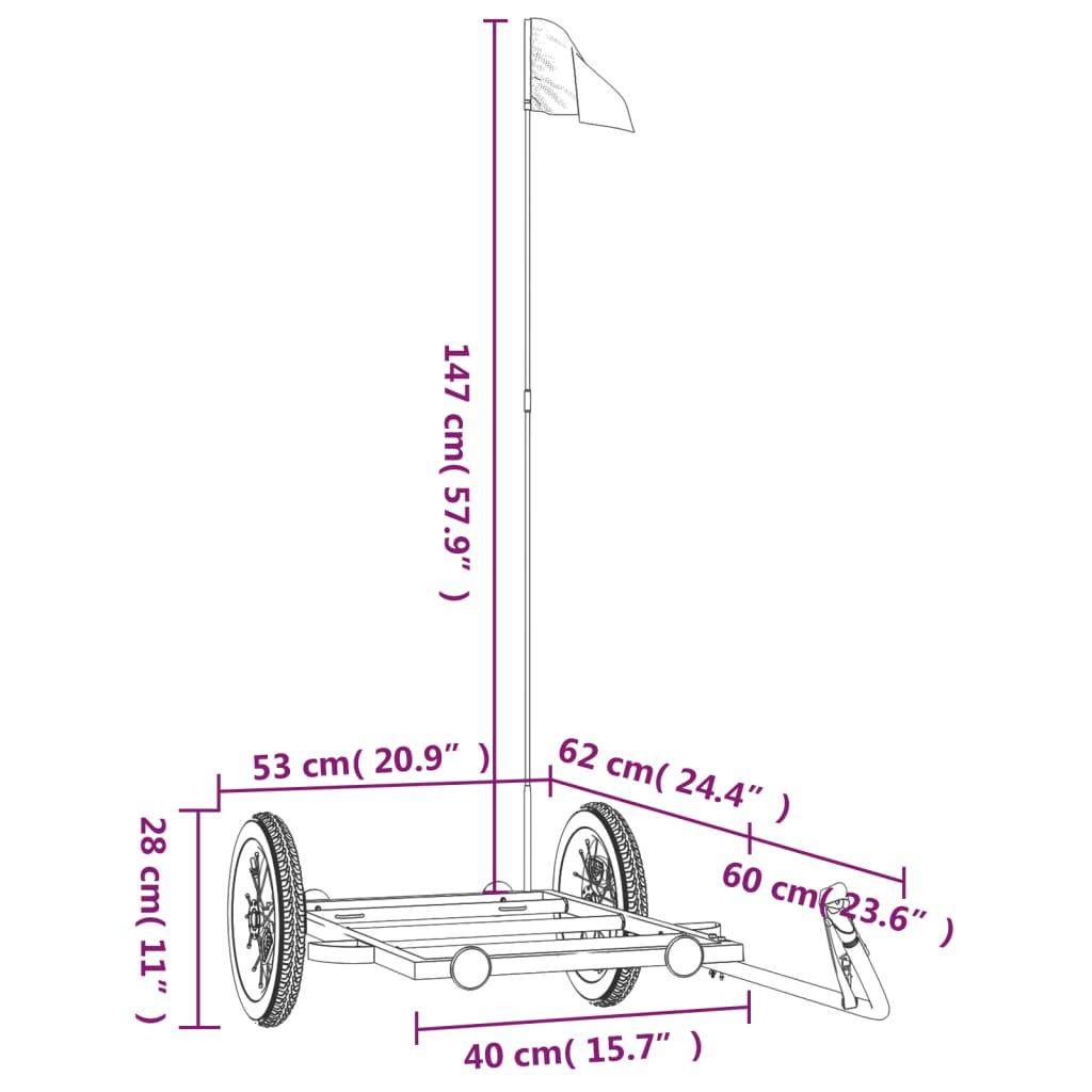 Bike Trailer Black 122x53x28 cm Iron