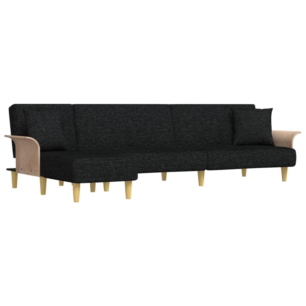 L-shaped Sofa Bed Black 279x140x70 cm Fabric