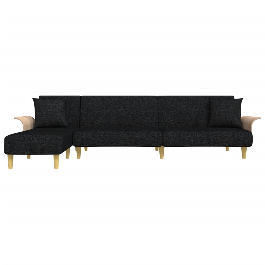 L-shaped Sofa Bed Black 279x140x70 cm Fabric