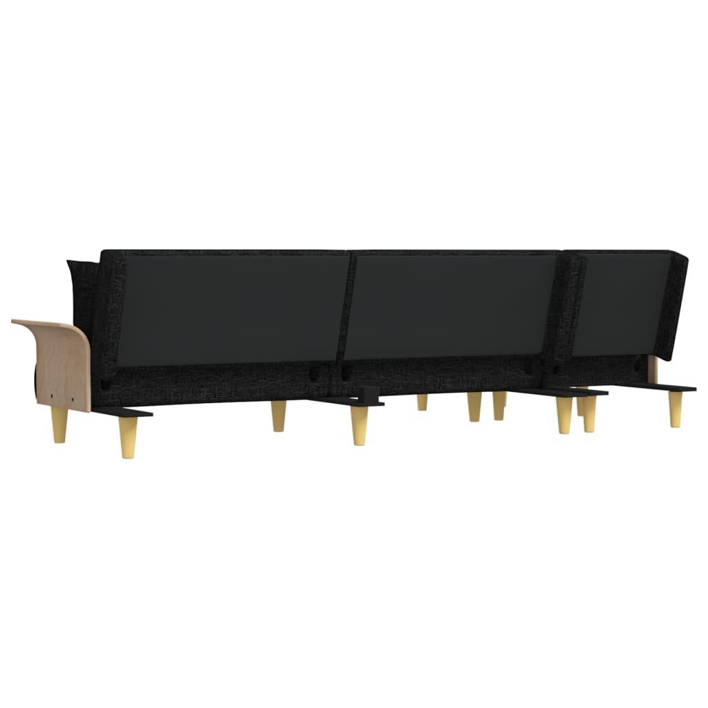 L-shaped Sofa Bed Black 279x140x70 cm Fabric
