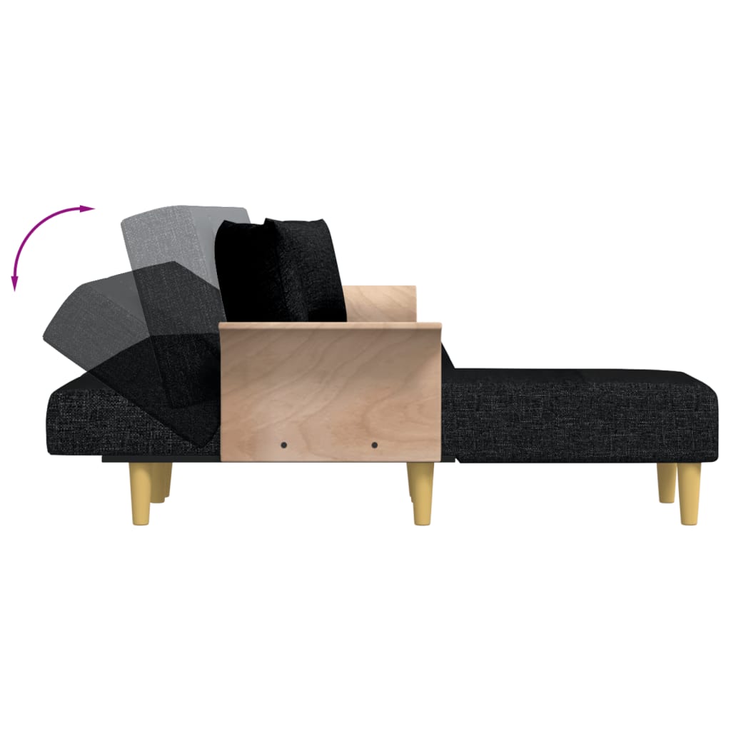 L-shaped Sofa Bed Black 279x140x70 cm Fabric
