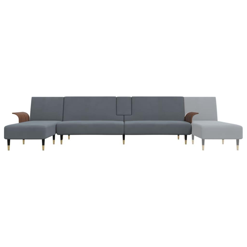 L-shaped Sofa Bed Dark Grey 279x140x70 cm Velvet