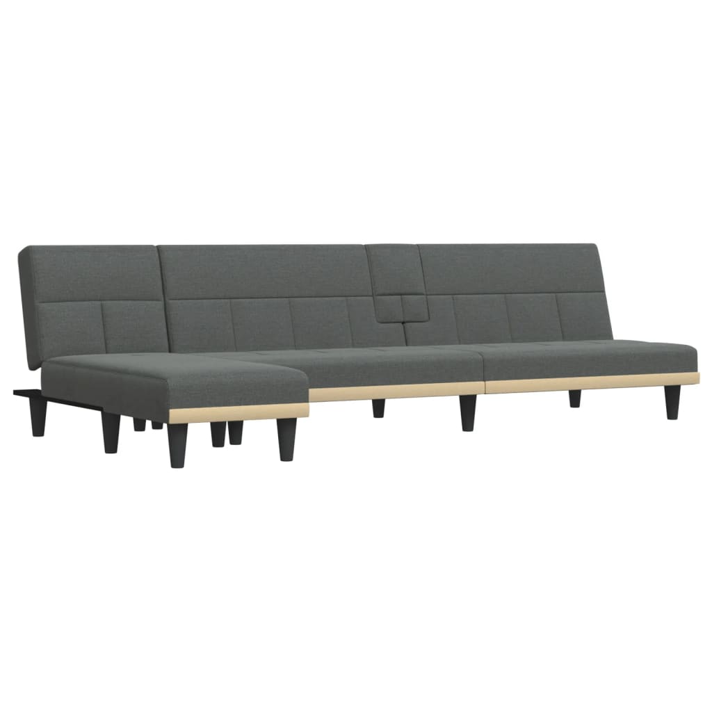 L-shaped Sofa Bed Dark Grey 255x140x70 cm Fabric