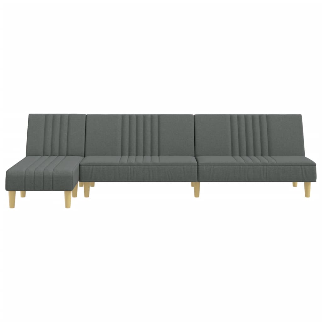 L-shaped Sofa Bed Dark Grey 255x140x70 cm Fabric