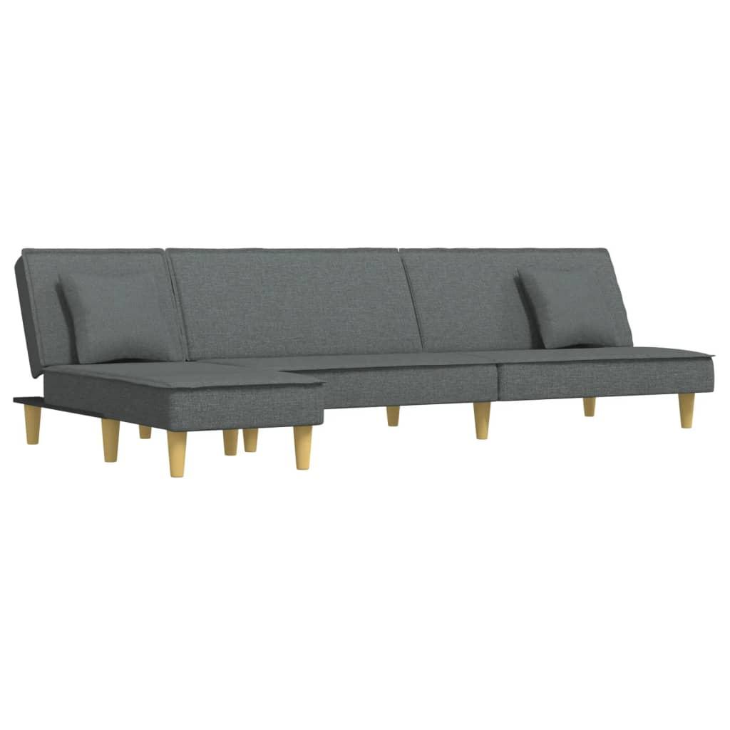 L-shaped Sofa Bed Dark Grey 255x140x70 cm Fabric