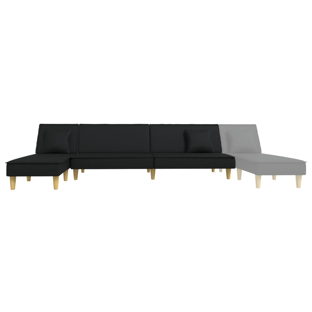 L-shaped Sofa Bed Black 255x140x70 cm Fabric