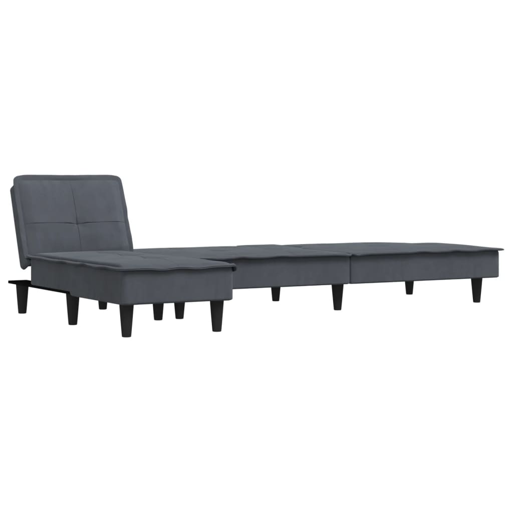 L-shaped Sofa Bed Dark Grey 255x140x70 cm Velvet