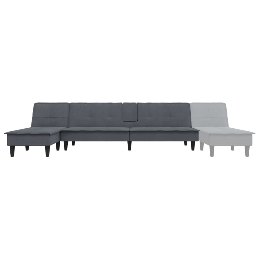 L-shaped Sofa Bed Dark Grey 255x140x70 cm Velvet