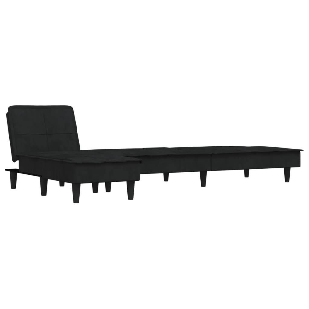 L-shaped Sofa Black 255x140x70 cm Velvet