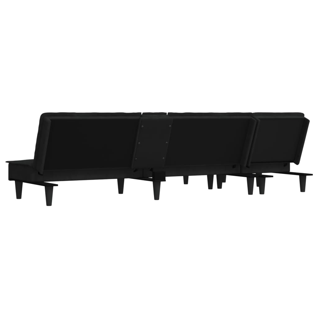 L-shaped Sofa Black 255x140x70 cm Velvet