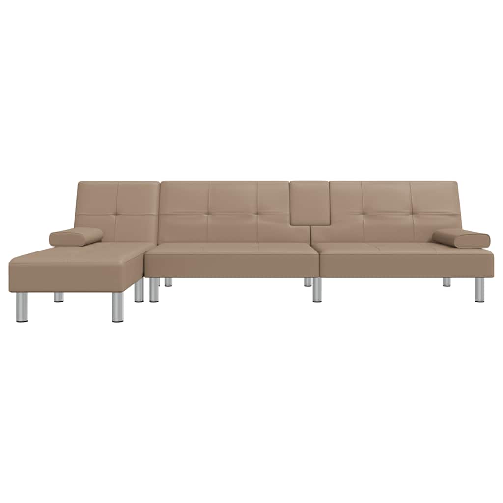 L-shaped Sofa Bed Cappuccino 255x140x70 cm Faux Leather
