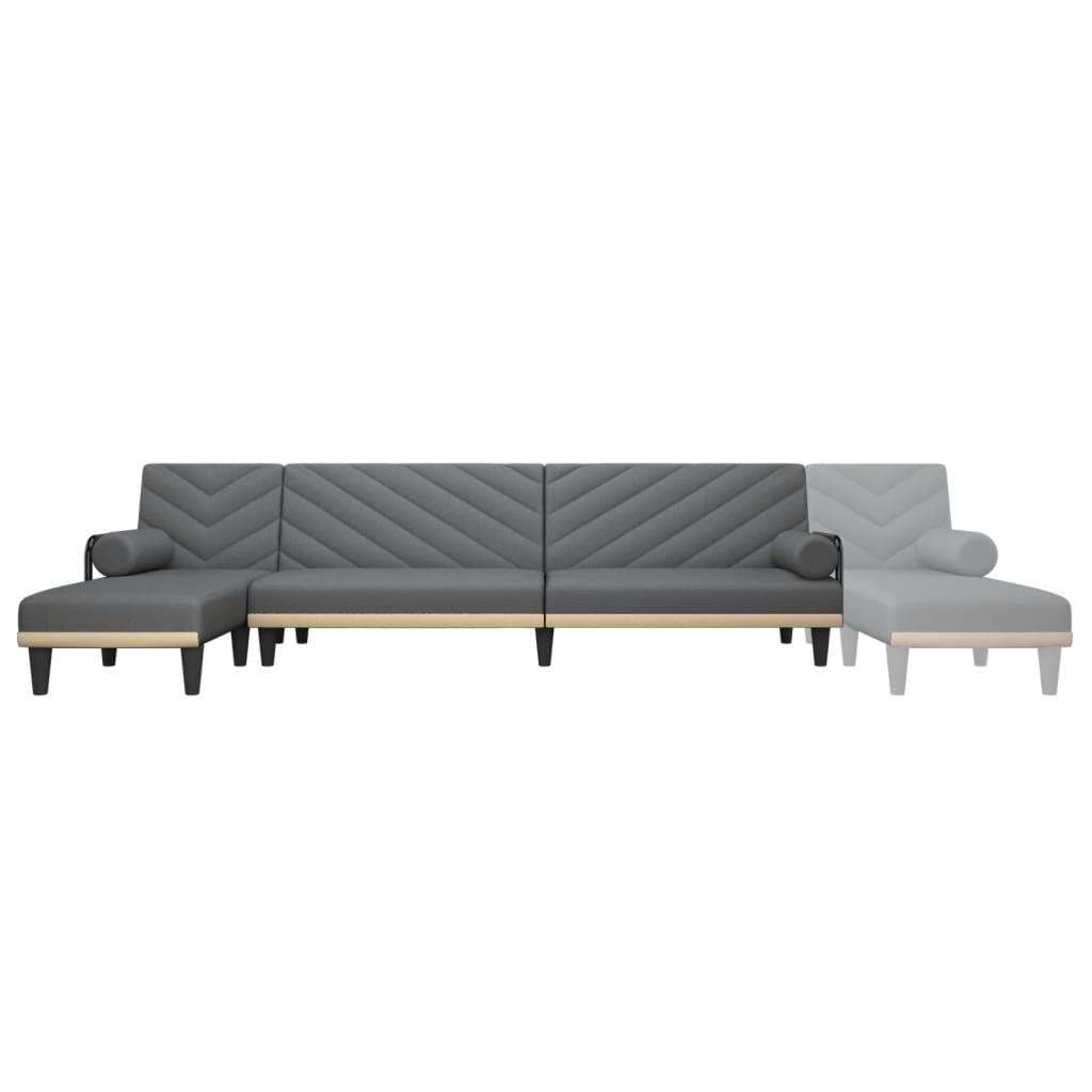 L-shaped Sofa Bed Dark Grey 260x140x70 cm Fabric