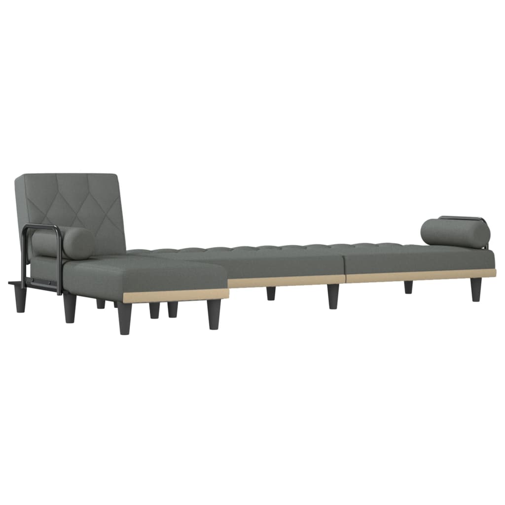 L-shaped Sofa Bed Dark Grey 260x140x70 cm Fabric