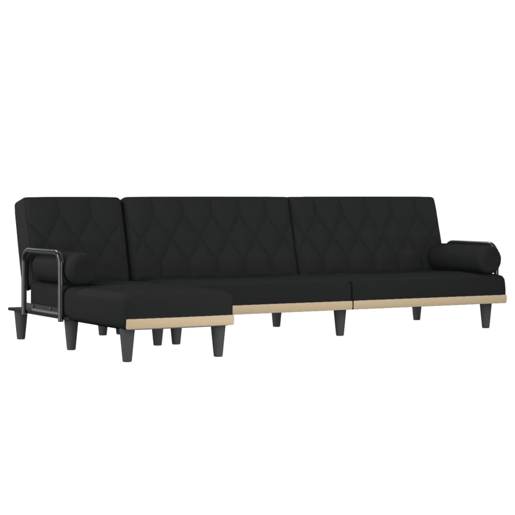 L-shaped Sofa Bed Black 260x140x70 cm Fabric