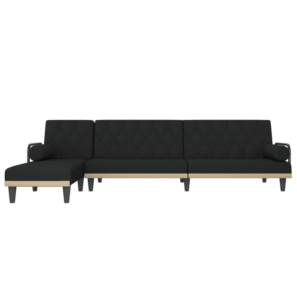 L-shaped Sofa Bed Black 260x140x70 cm Fabric