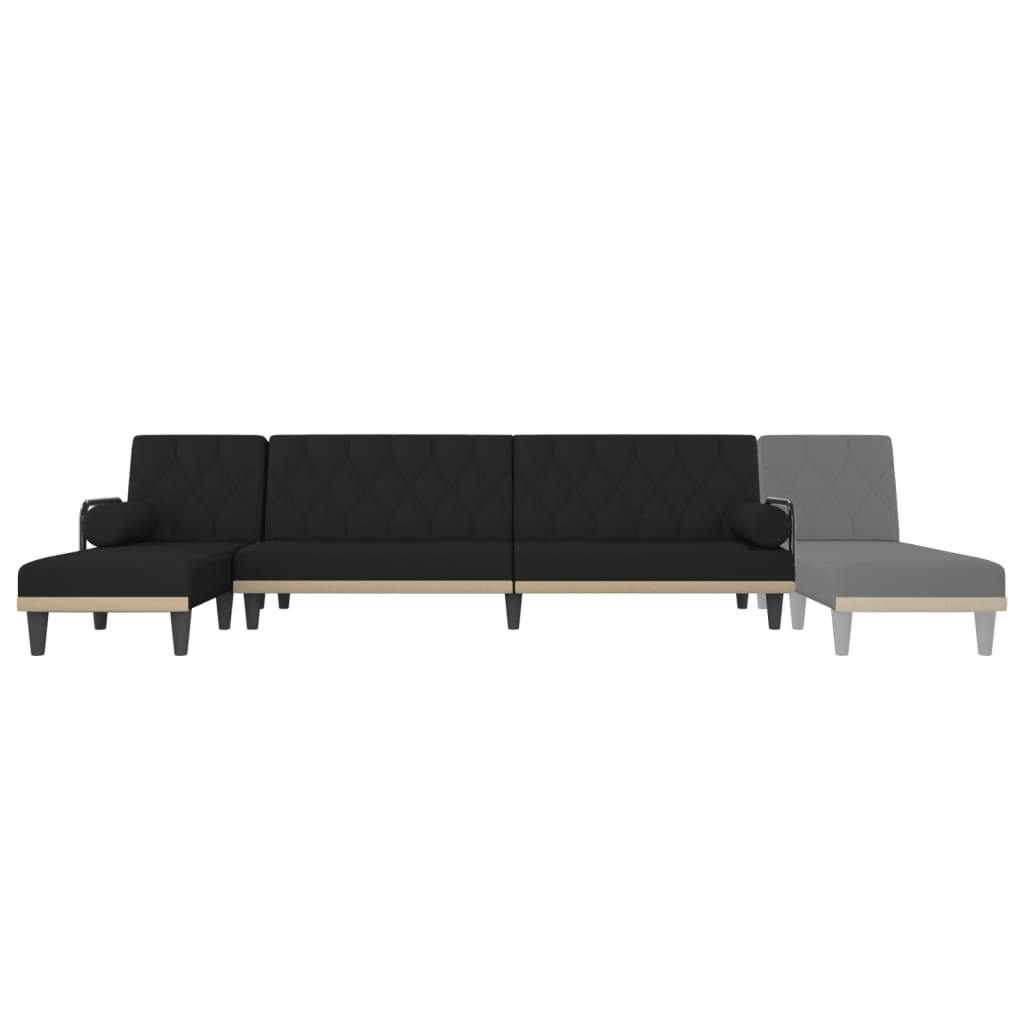 L-shaped Sofa Bed Black 260x140x70 cm Fabric