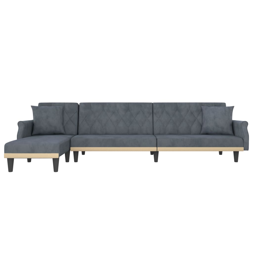 L-shaped Sofa Bed Dark Grey 271x140x70 cm Velvet